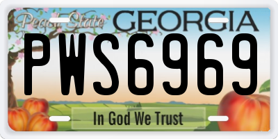 GA license plate PWS6969