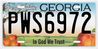 GA license plate PWS6972