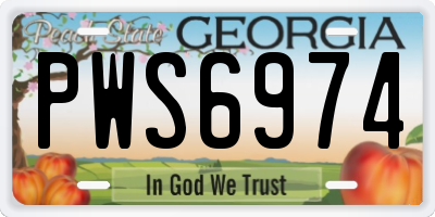 GA license plate PWS6974