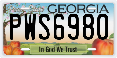 GA license plate PWS6980