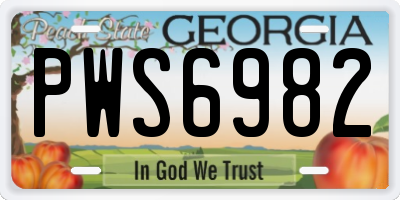 GA license plate PWS6982