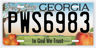 GA license plate PWS6983