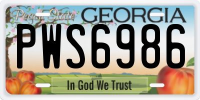 GA license plate PWS6986