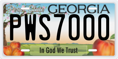 GA license plate PWS7000