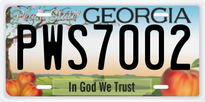 GA license plate PWS7002
