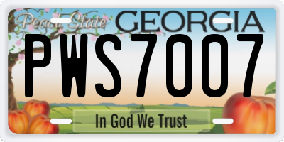 GA license plate PWS7007