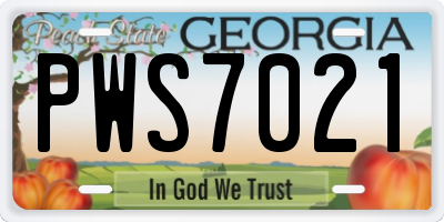 GA license plate PWS7021