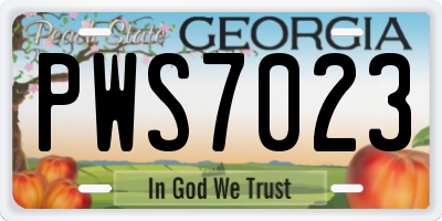 GA license plate PWS7023