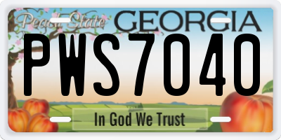 GA license plate PWS7040