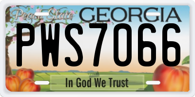 GA license plate PWS7066