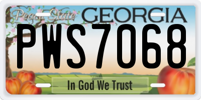 GA license plate PWS7068