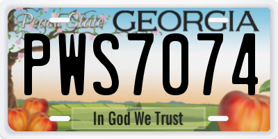 GA license plate PWS7074