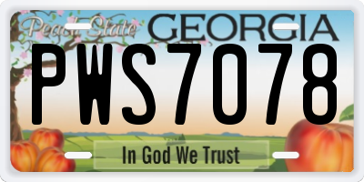GA license plate PWS7078