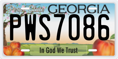 GA license plate PWS7086