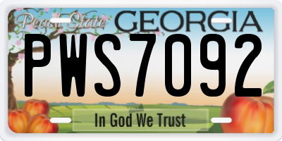 GA license plate PWS7092