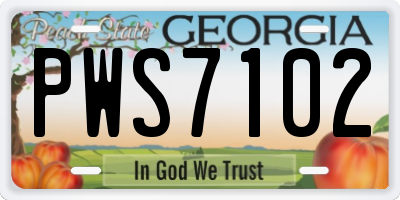 GA license plate PWS7102