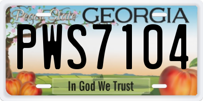 GA license plate PWS7104