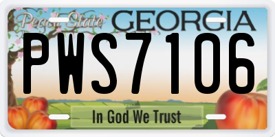 GA license plate PWS7106