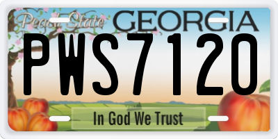 GA license plate PWS7120