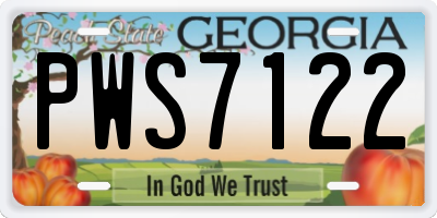 GA license plate PWS7122