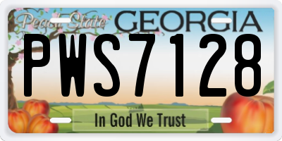 GA license plate PWS7128