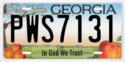 GA license plate PWS7131