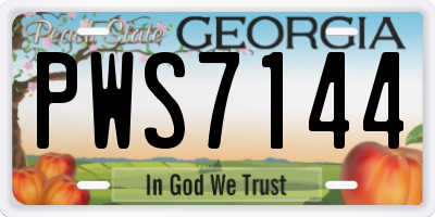 GA license plate PWS7144