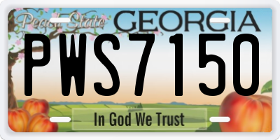 GA license plate PWS7150