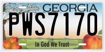 GA license plate PWS7170