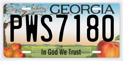 GA license plate PWS7180
