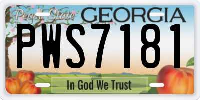 GA license plate PWS7181