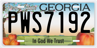 GA license plate PWS7192