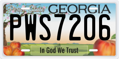 GA license plate PWS7206