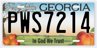 GA license plate PWS7214