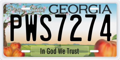GA license plate PWS7274