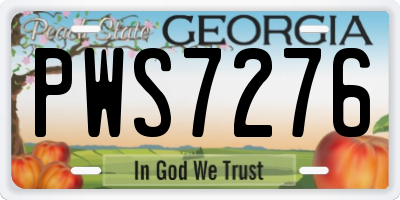 GA license plate PWS7276