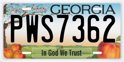 GA license plate PWS7362