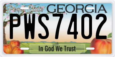 GA license plate PWS7402