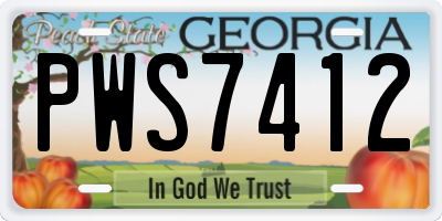 GA license plate PWS7412
