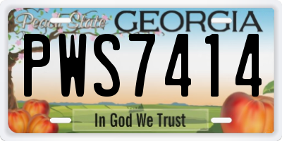 GA license plate PWS7414