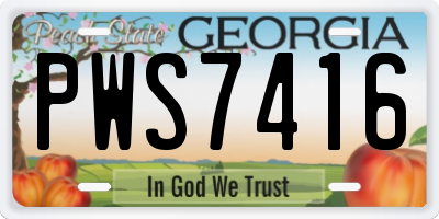 GA license plate PWS7416