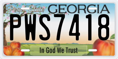 GA license plate PWS7418