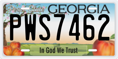GA license plate PWS7462