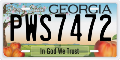 GA license plate PWS7472