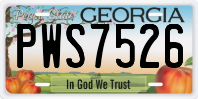 GA license plate PWS7526