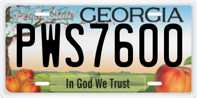 GA license plate PWS7600