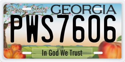 GA license plate PWS7606