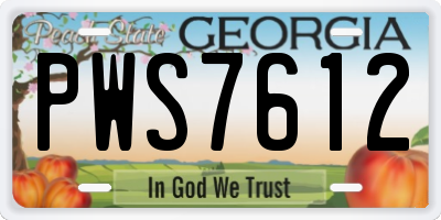 GA license plate PWS7612