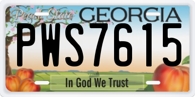 GA license plate PWS7615