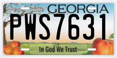 GA license plate PWS7631